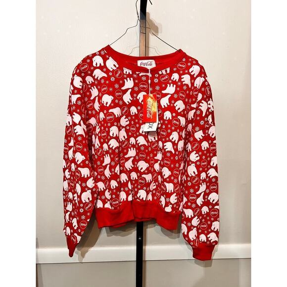 Wildfox Coca-Cola Red Polar Bear Print Crewneck Pullover Sweatshirt Size S NWT - Picture 2 of 7